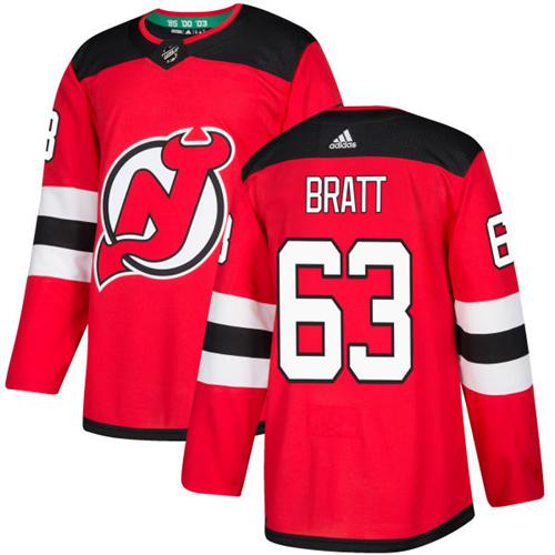 Adidas Men New Jersey Devils 63 Jesper Bratt Red Home Authentic Stitched NHL Jersey